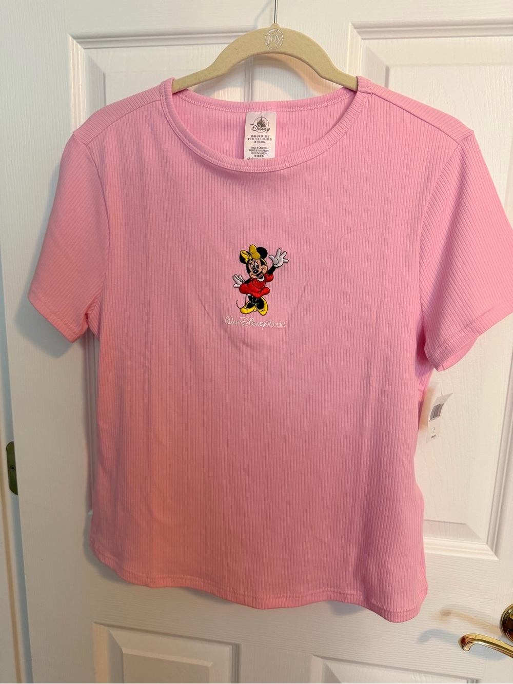 Disney Pink Ribbed Minnie Mouse Tee